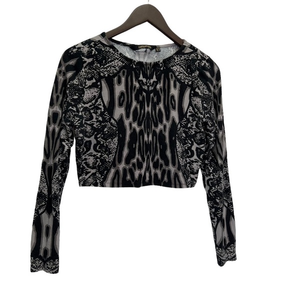 Kardashian Kollection Long Sleeve Cropped Top Animal Print Size L - Picture 5 of 13